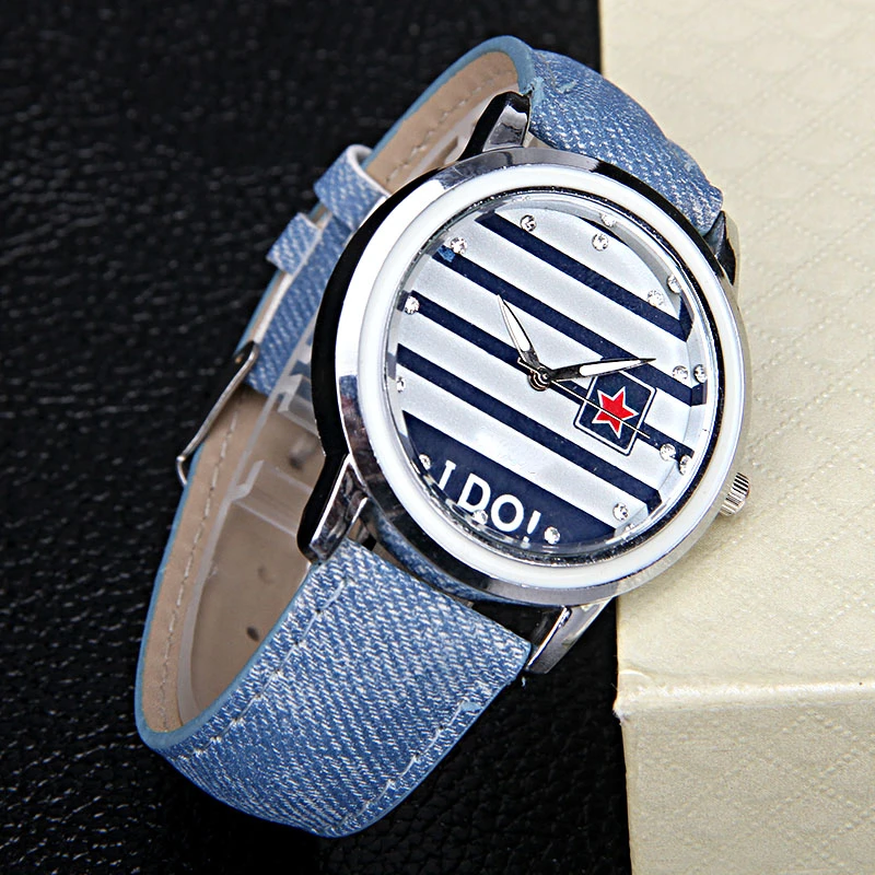New Famous Brand Stripe Star Casual Quartz Watch Women Jean Fabric Lether Strap Dress Watches Relogio Feminino Clock Ladies Hour
New Famous Brand Stripe Star Casual Quartz Watch Women Jean Fabric Lether Strap Dress Watches Relogio Feminino Clock Ladies Hour