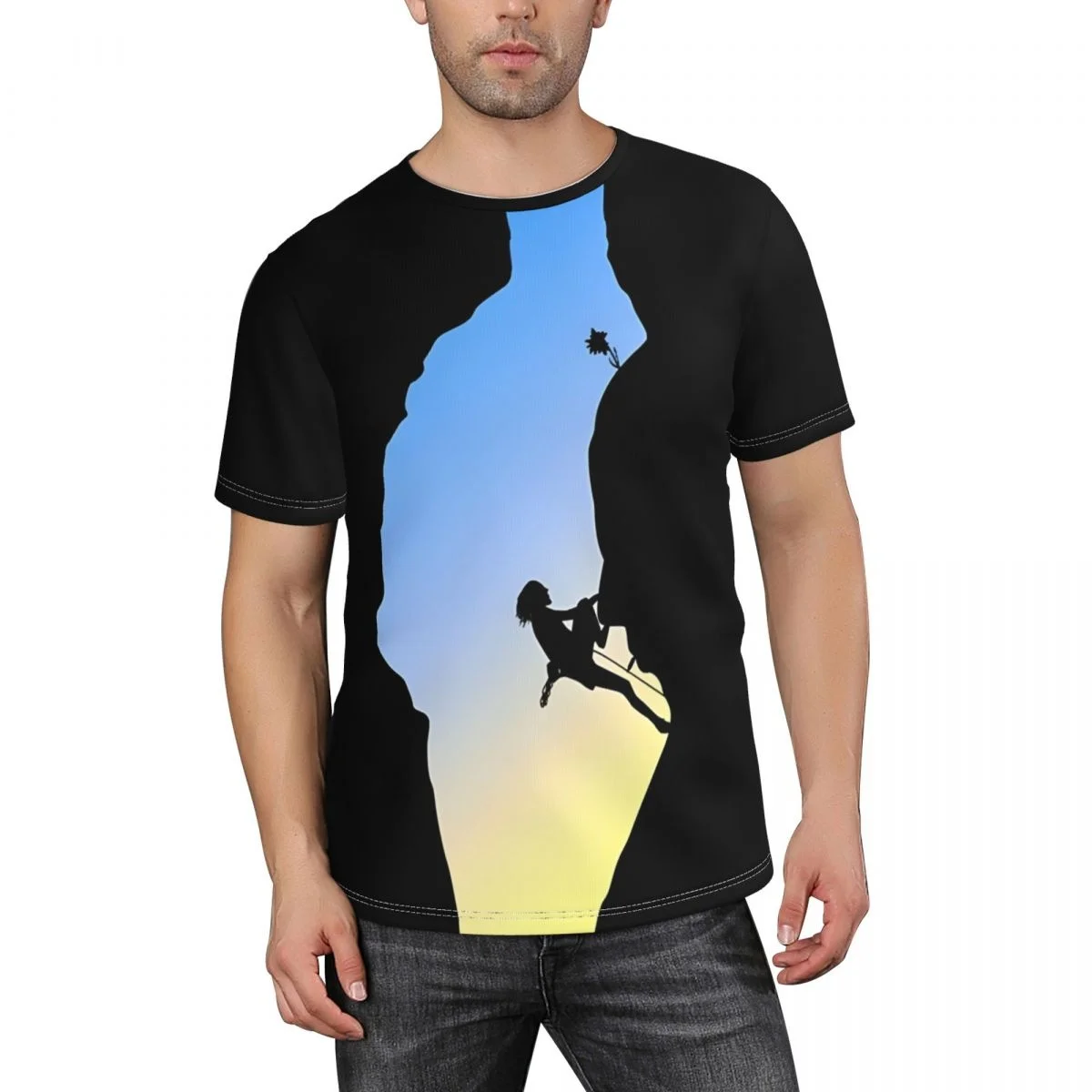 

Мужская футболка с принтом из полиэстера для альпинизма, уличная спортивная быстросохнущая одежда, повседневная свободная футболка, уличные футболки