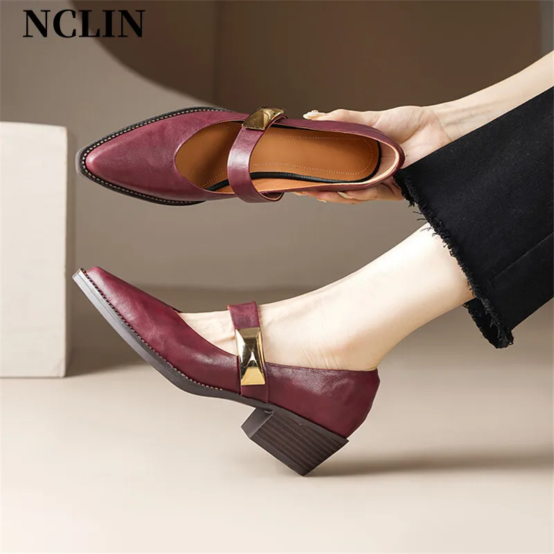 Spring/summer Split Leather Mary Jane Shoes Woman Chunky Heel Pointed Toe Shoes For Women Ladies Shoes Women Pumps Zaptos Mujer
Spring/summer Split Leather Mary Jane Shoes Woman Chunky Heel Pointed Toe Shoes For Women Ladies Shoes Women Pumps Zaptos Mujer