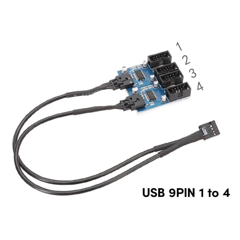 

Motherboard 9Pin USB Header Splitter Male 1 to 2/4 Female Extension Cable Adapter Desktop 9-Pin USB2.0 HUB Connector