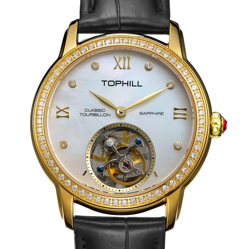 

TOPHILL Fashion Women's Tourbillon Watch Automatic Self-wind Mechanical Ladies Watches 5Bar Waterproof Sapphire Glass