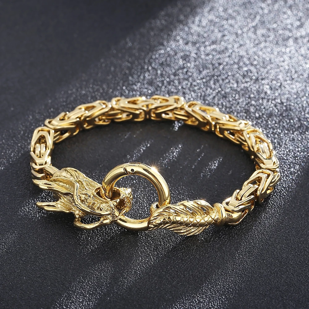 Fashion Hip Hop Stainless Steel Dragon Head Bracelets For Men Boys Vintage Viking Norse Amulet Punk Male Jewelry Gifts Wholesale
Fashion Hip Hop Stainless Steel Dragon Head Bracelets For Men Boys Vintage Viking Norse Amulet Punk Male Jewelry Gifts Wholesale