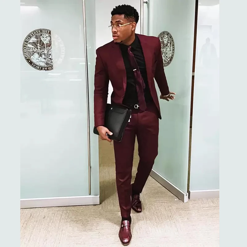 Burgundy 2 Pieces Suits for Men Slim Fit Custom Made Formal Business Plus Size Trajes De Hombre ( Blazer + Pants )
Burgundy 2 Pieces Suits for Men Slim Fit Custom Made Formal Business Plus Size Trajes De Hombre ( Blazer + Pants )