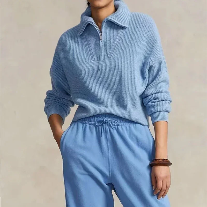 2024 New Women RL Sweaters Knitted Soild Color Half Zip Design Pullovers Fashion Loose Long Sleeve Female Wool Sweater Jumper
2024 New Women RL Sweaters Knitted Soild Color Half Zip Design Pullovers Fashion Loose Long Sleeve Female Wool Sweater Jumper