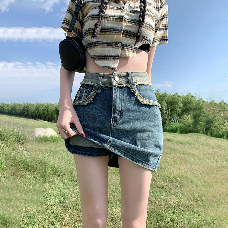 Jeans Female 2023 New Summer Vintage Blue High Street Versatile Fashion Spicy Girl Splice Vintage Anti glare Short Skirt
Jeans Female 2023 New Summer Vintage Blue High Street Versatile Fashion Spicy Girl Splice Vintage Anti glare Short Skirt