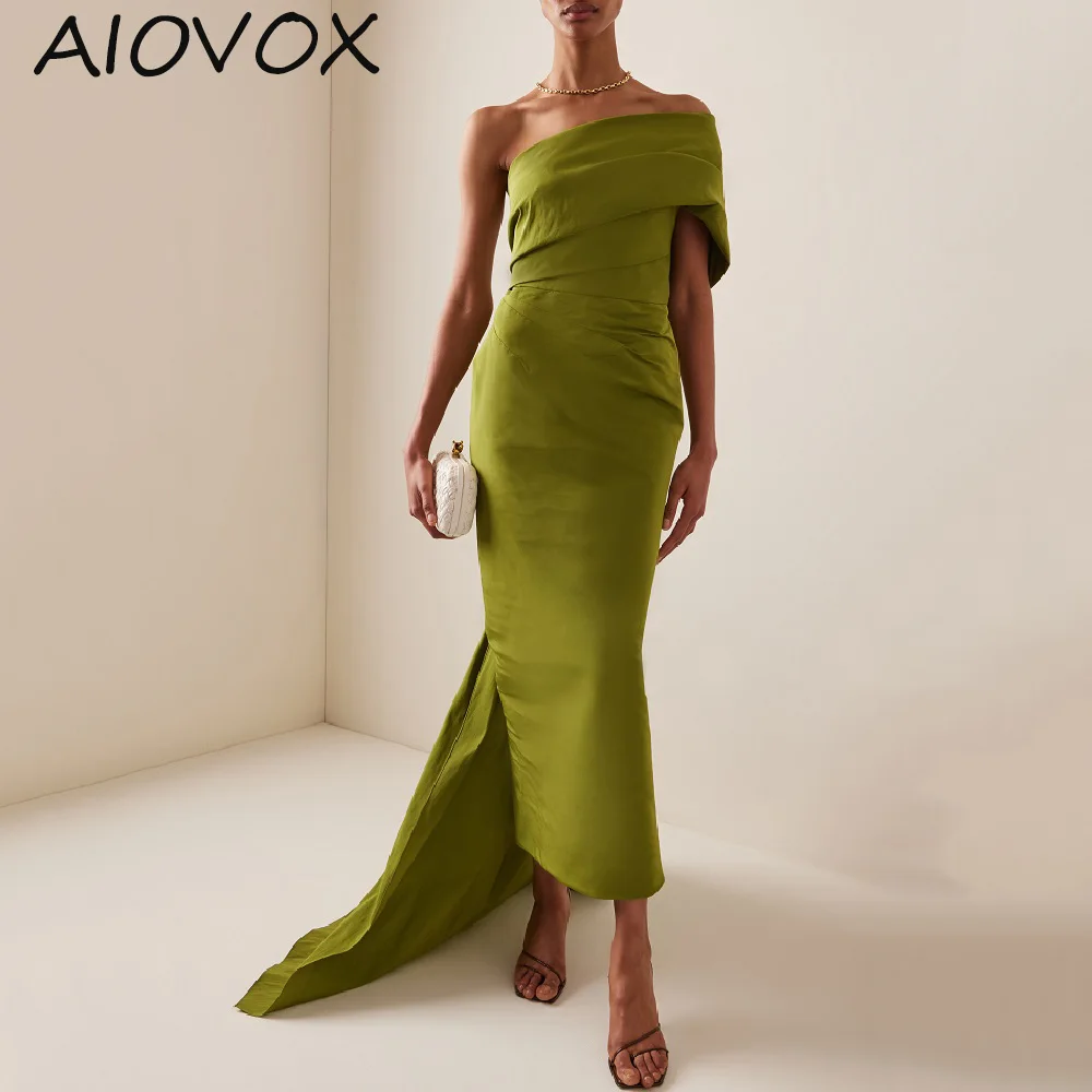 

AIOVOX Mermaid Party Dresses Simple Charming Formal Party Dress One Shoulder Ankle Length robe de soirée فساتين للحفلات الراقصة
