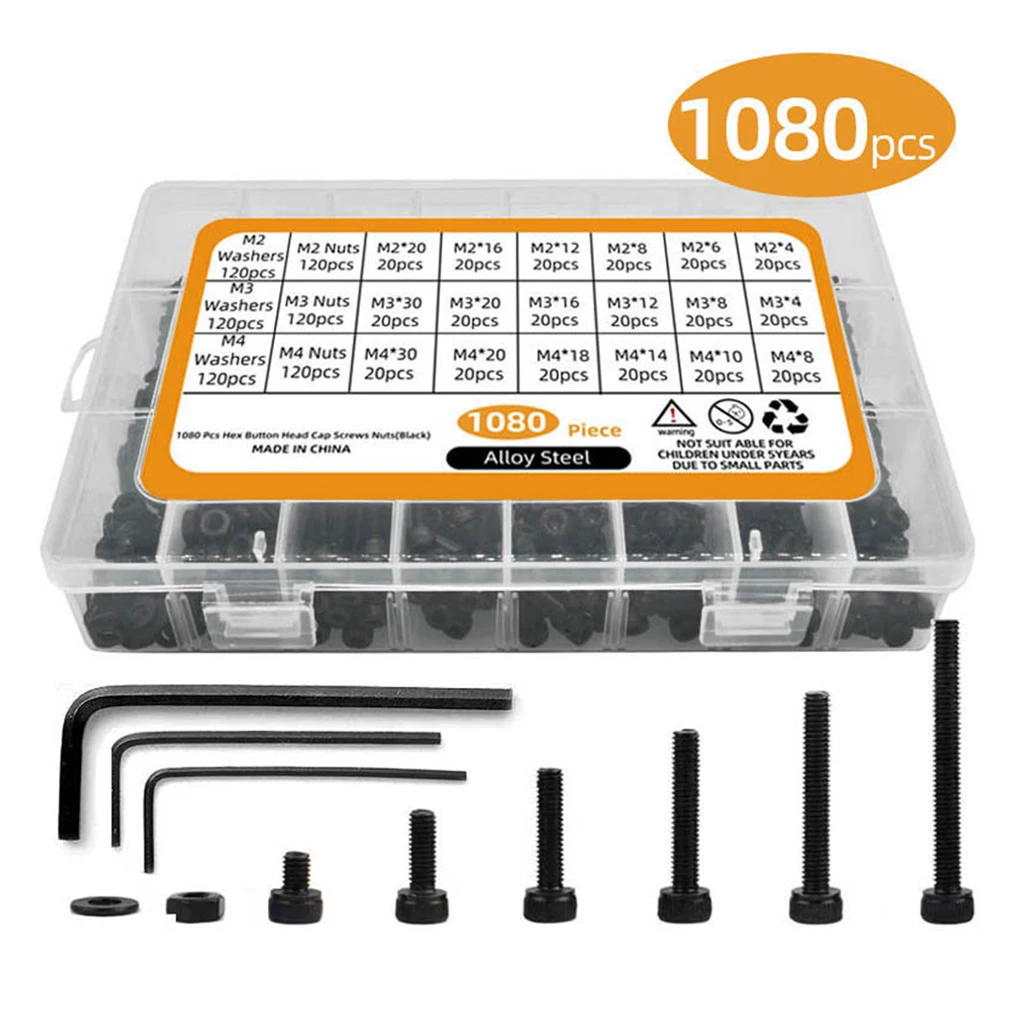 1080 Pieces/Box Hexagon Screw Bolts Modification Screws Fastener Nut Repairing Accessory for Metalworking Woodworking
1080 Pieces/Box Hexagon Screw Bolts Modification Screws Fastener Nut Repairing Accessory for Metalworking Woodworking
