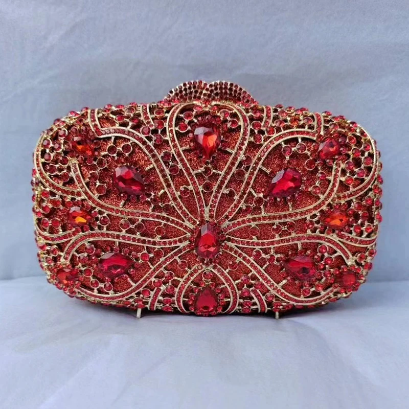 

Luxury Green/White/Red Diamond Crystal Evening Clutch Bags Bridal Women Rhinestone Party Purses Lady Girls Mini Wedding Clutches