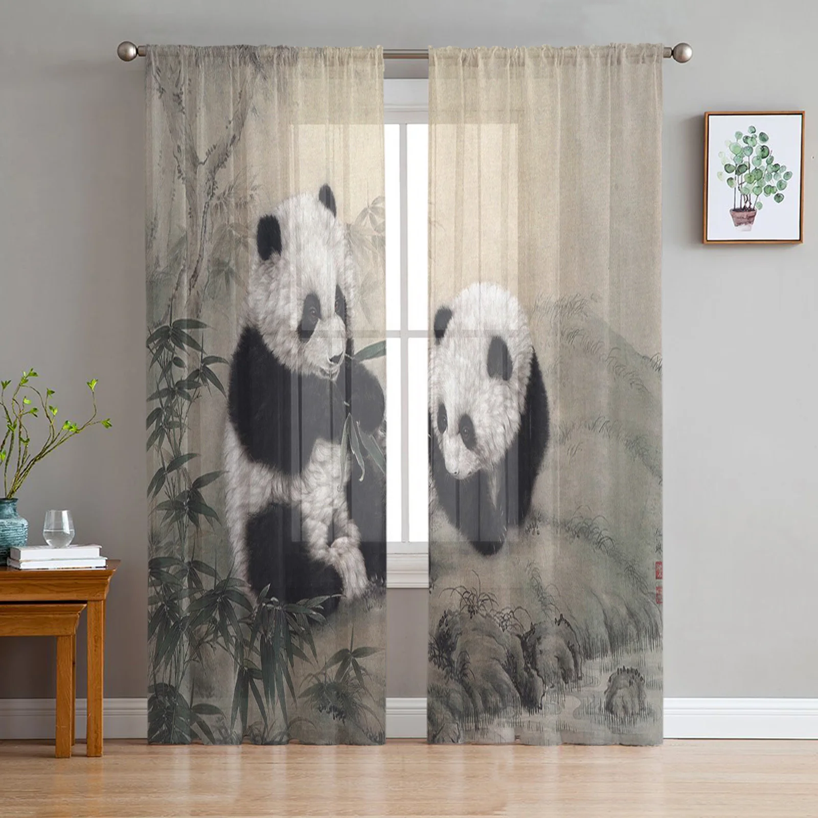 Animal Cute Panda Bamboo Ink Painting Sheer Curtains for Living Room Tulle Curtain for Bedroom Kitchen Window Voile Curtains
Animal Cute Panda Bamboo Ink Painting Sheer Curtains for Living Room Tulle Curtain for Bedroom Kitchen Window Voile Curtains