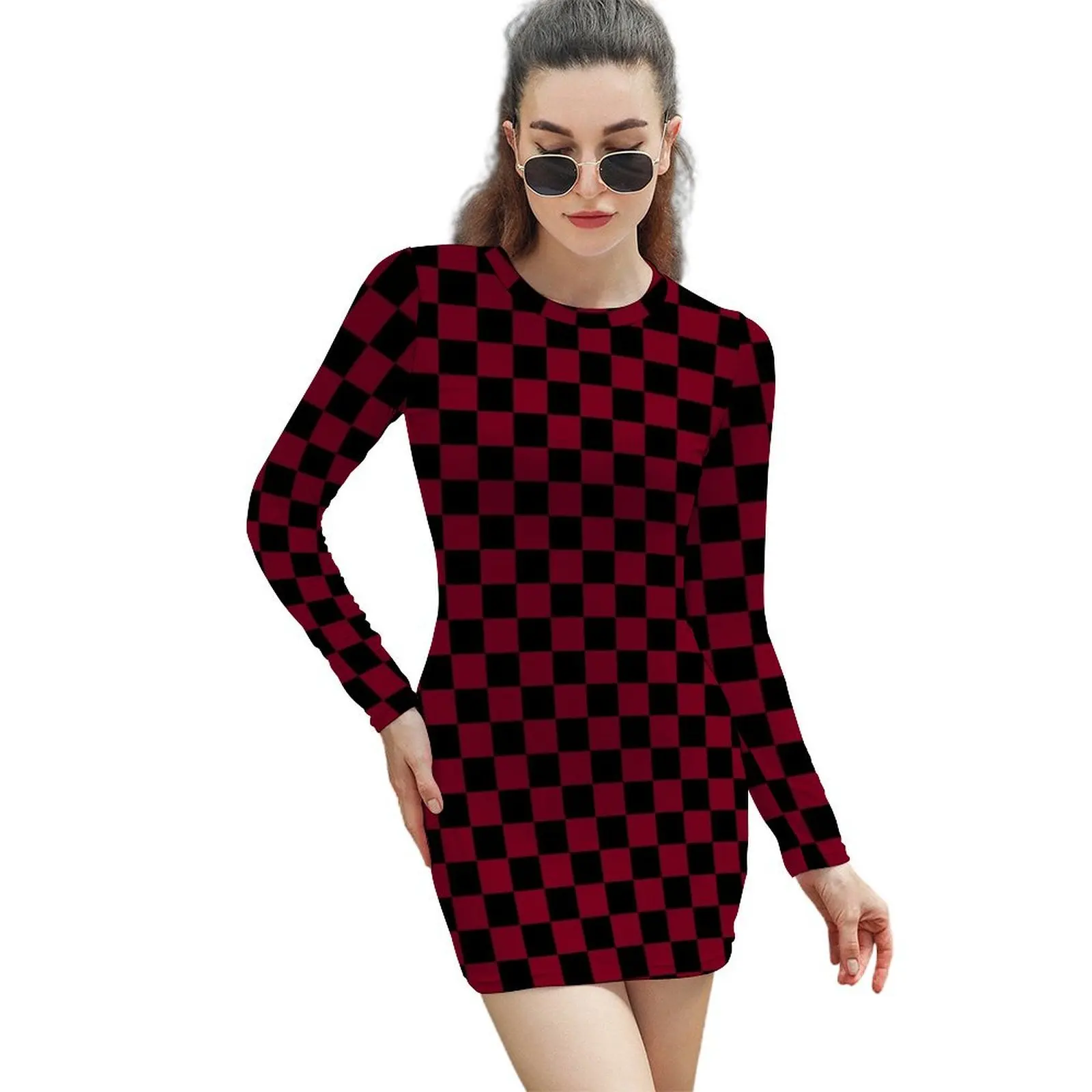 Black and Burgundy Red Checkerboard Long-Sleeved Sheath Dress ladies dresses for special occasion Dress for girls
Black and Burgundy Red Checkerboard Long-Sleeved Sheath Dress ladies dresses for special occasion Dress for girls