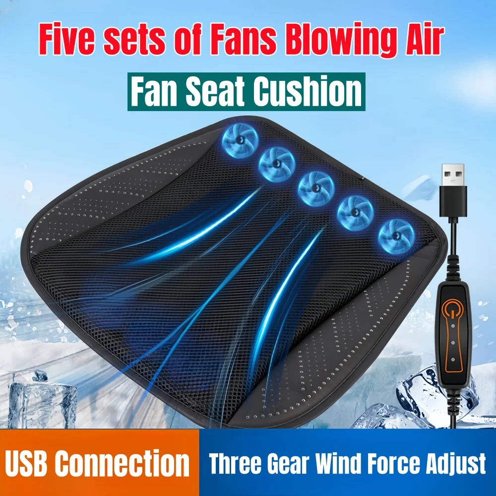 

Vehicle Seat Modification, Summer Ventilation, Breathable Heat Dissipation Seat Cushion,Car/Home/OfficeFan Seat Cushion 5V~24V