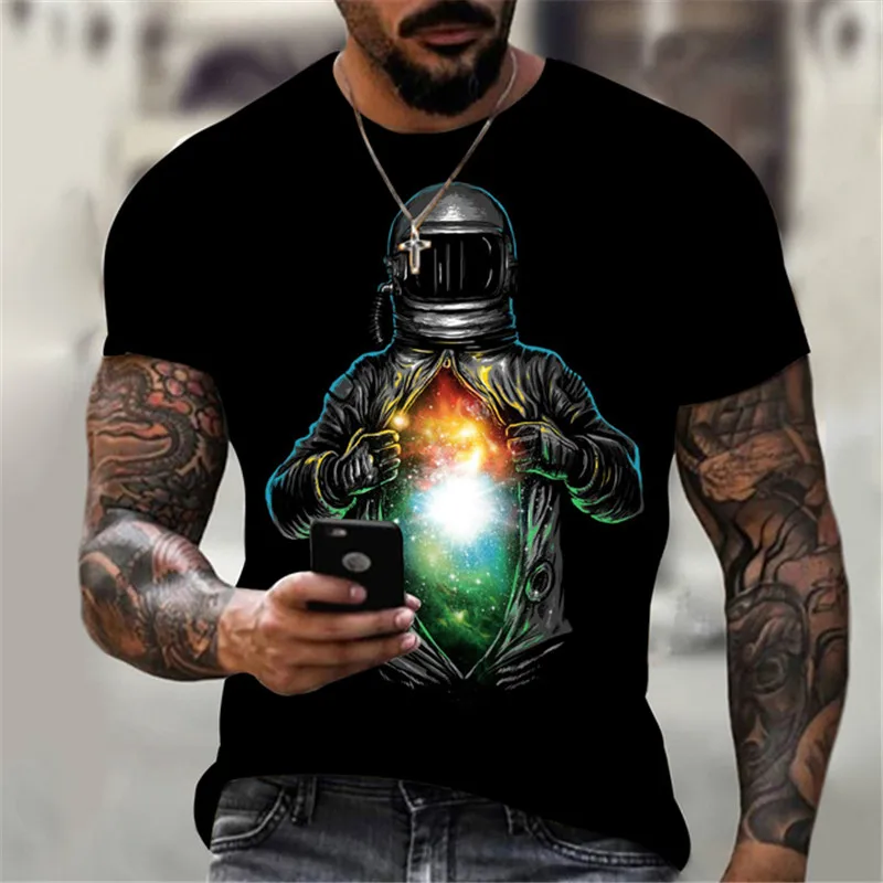 

Summer Astronaut Space T-shirt 3D Printed Men Women Creative Casual Oversized hip-hop Tops Flame Tees Short Sleeve Clothing Boys