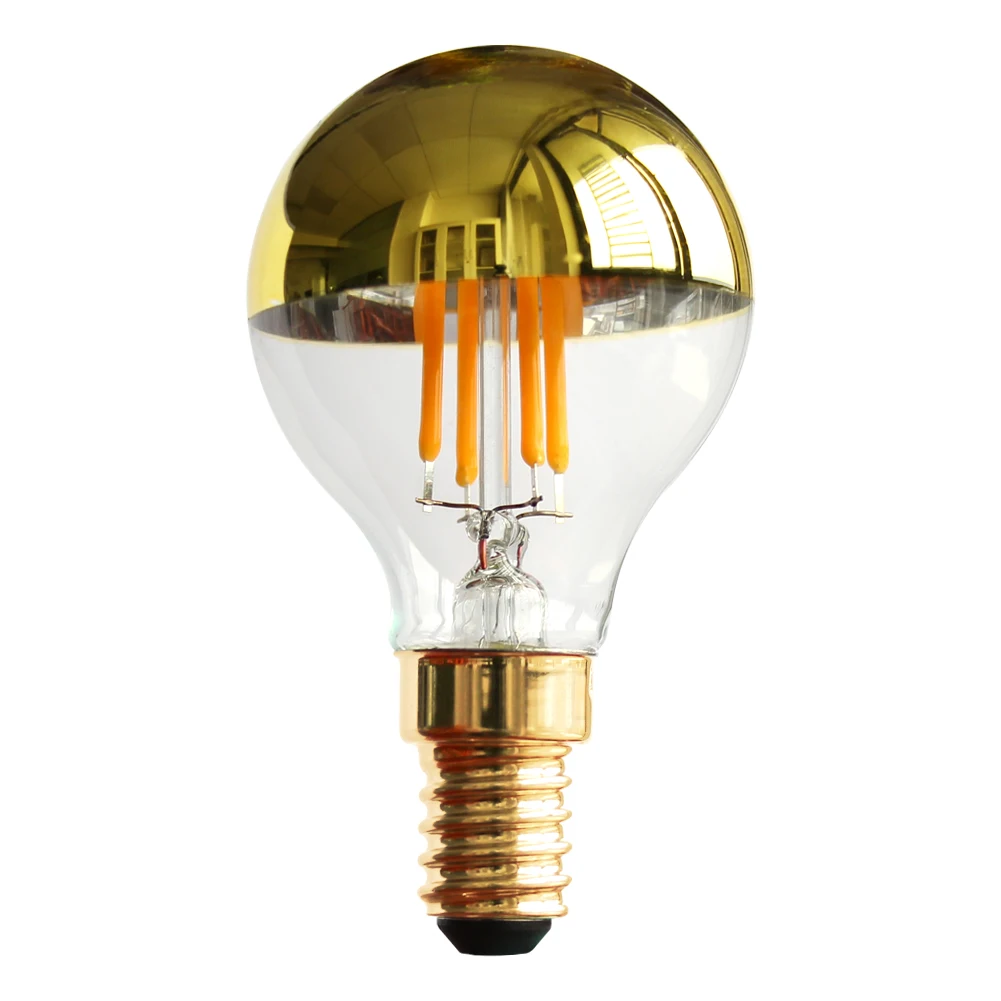 

30PCS G45GD-4W-E14-220V-WW Led Crown Gold Mirror Half Chrome Light Lamp