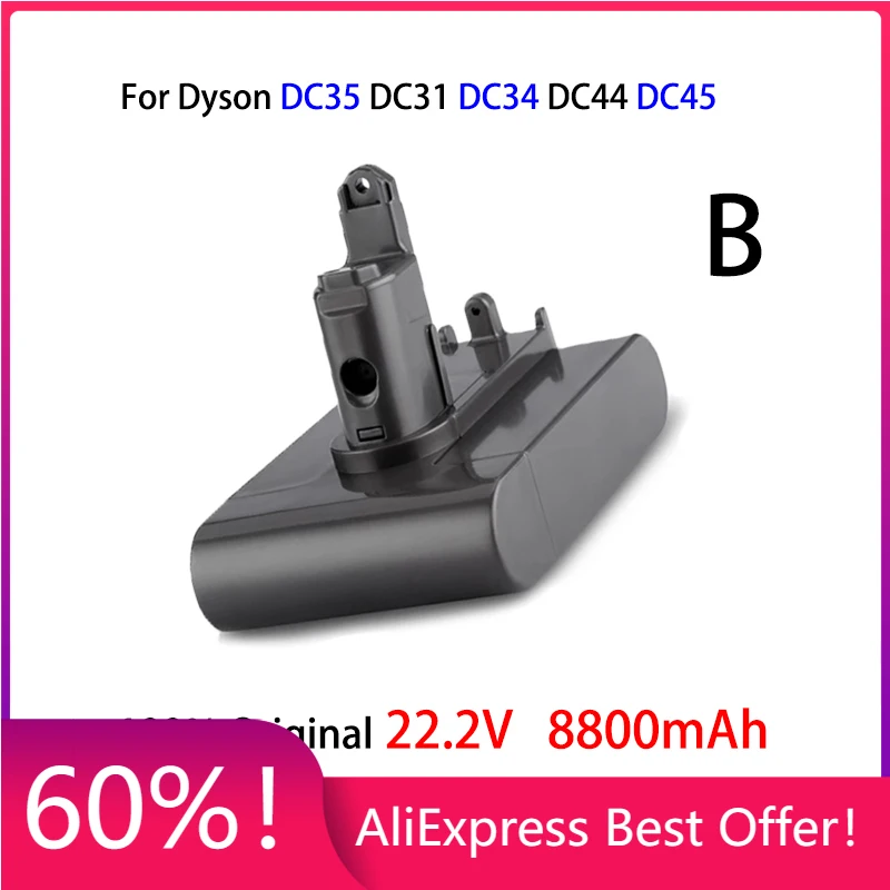 22.2V 8800mAh ( Only Fit Type B ) Li-ion Vacuum Battery for Dyson DC35, DC45 DC31, DC34, DC44, DC31 Animal, DC35 Animal & 8.8Ah
22.2V 8800mAh ( Only Fit Type B ) Li-ion Vacuum Battery for Dyson DC35, DC45 DC31, DC34, DC44, DC31 Animal, DC35 Animal & 8.8Ah