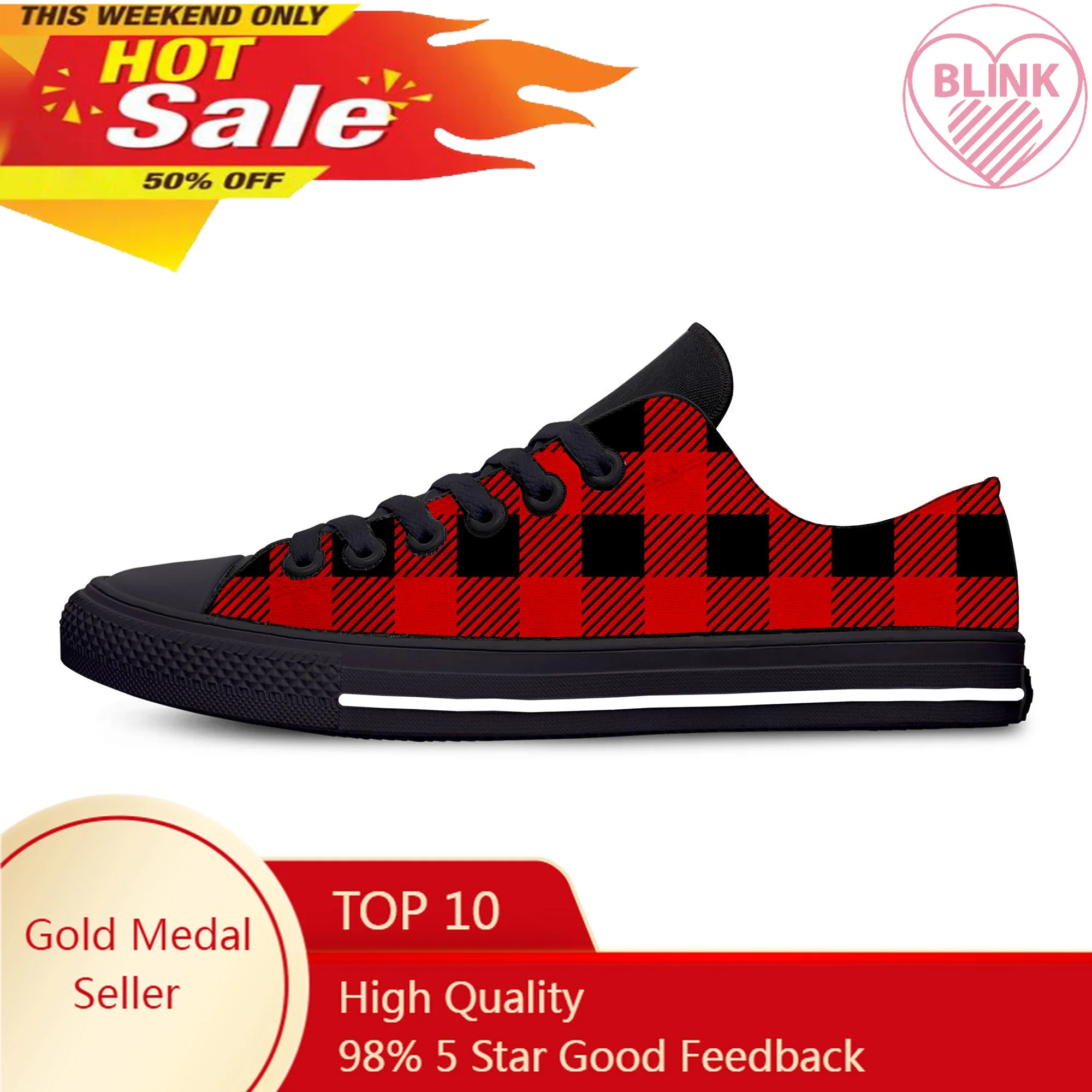 

Hot Anime Buffalo Plaid Check Fashion Classic Breathable Casual Shoes Low Top Lightweight Men Women Sneakers Latest Board Shoes