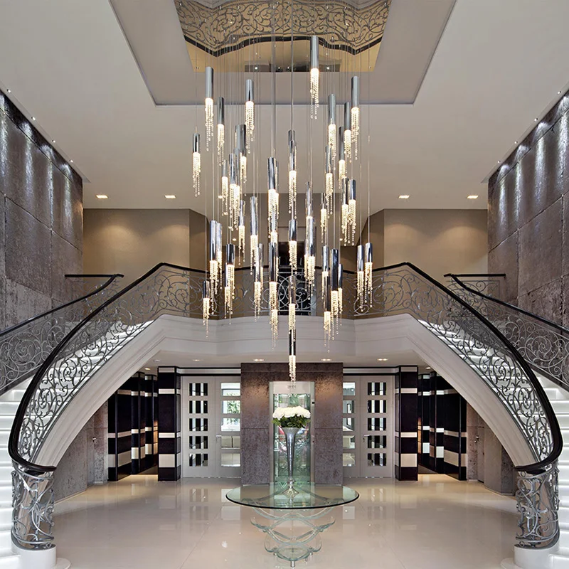 Modern Staircase LED Ceiling Chandelier Loft Crystal Stainless Steel Pendant Lamps Bedroom Hanging Lighting Fixture
Modern Staircase LED Ceiling Chandelier Loft Crystal Stainless Steel Pendant Lamps Bedroom Hanging Lighting Fixture