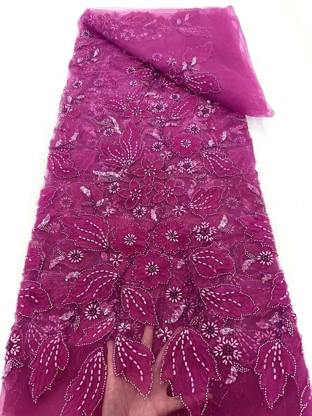 African Handmade Heavy Sequins Tulle Lace Fabric 2024 High Quality French Luxury Beaded Lace Fabric For Bridal Wedding Dress Sew
African Handmade Heavy Sequins Tulle Lace Fabric 2024 High Quality French Luxury Beaded Lace Fabric For Bridal Wedding Dress Sew