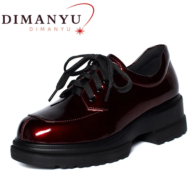 

DIMANYU женские лоферы 2024 новые туфли оксфорды на шнуровке женская модная обувь из воловьей кожи на платформе для весны