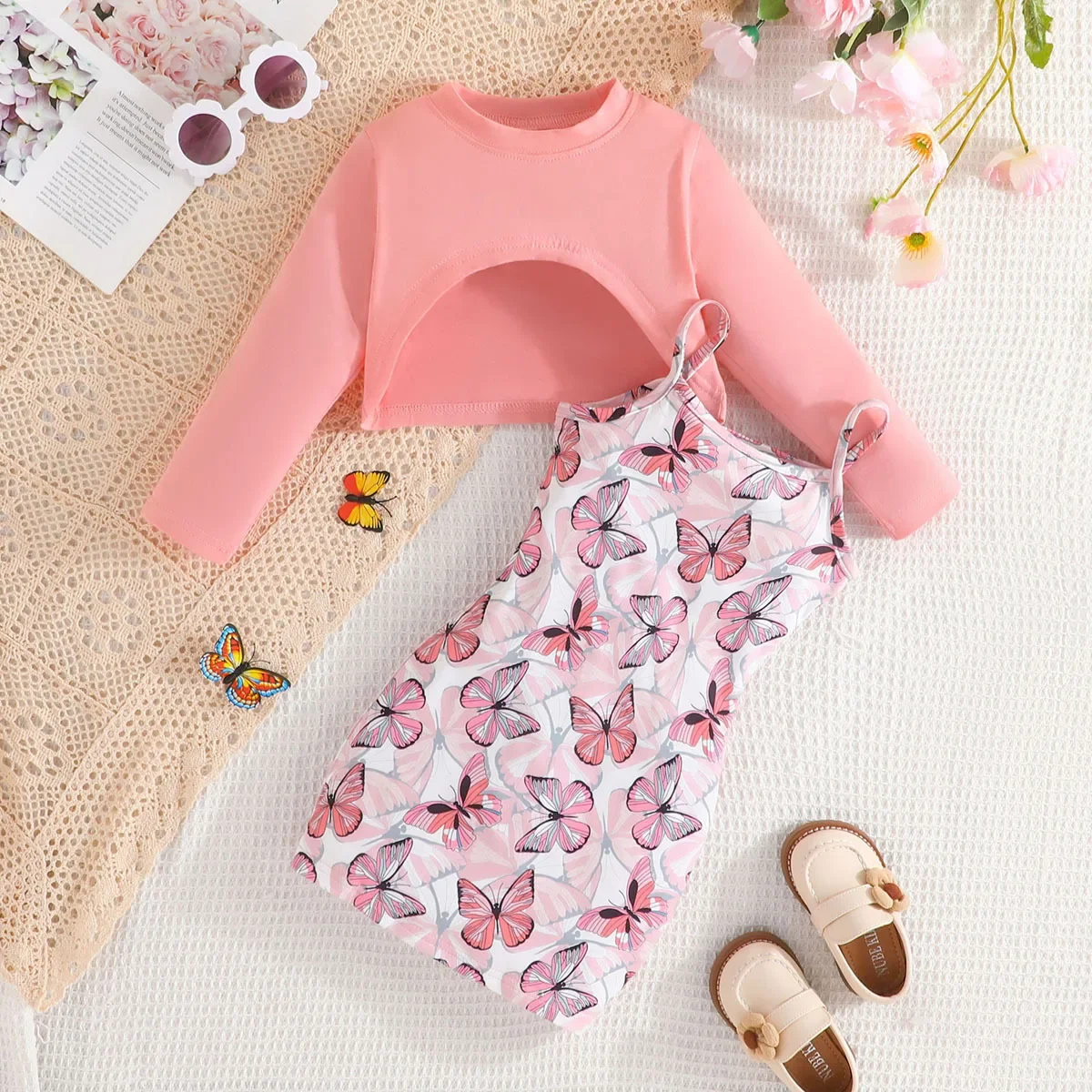 New 2024 Girls Clothing Sets Long Sleeve Round Neck Crop Tops + Butterfly Print Slim Fit Dress Children's Casual Clothes
New 2024 Girls Clothing Sets Long Sleeve Round Neck Crop Tops + Butterfly Print Slim Fit Dress Children's Casual Clothes