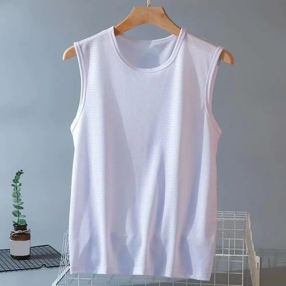 

Summer Vest Men Sleeveless Mesh O Neck Thin Sweat Absorption Quick Dry Loose Plus Size Fitness Workout Jogging Tank Top