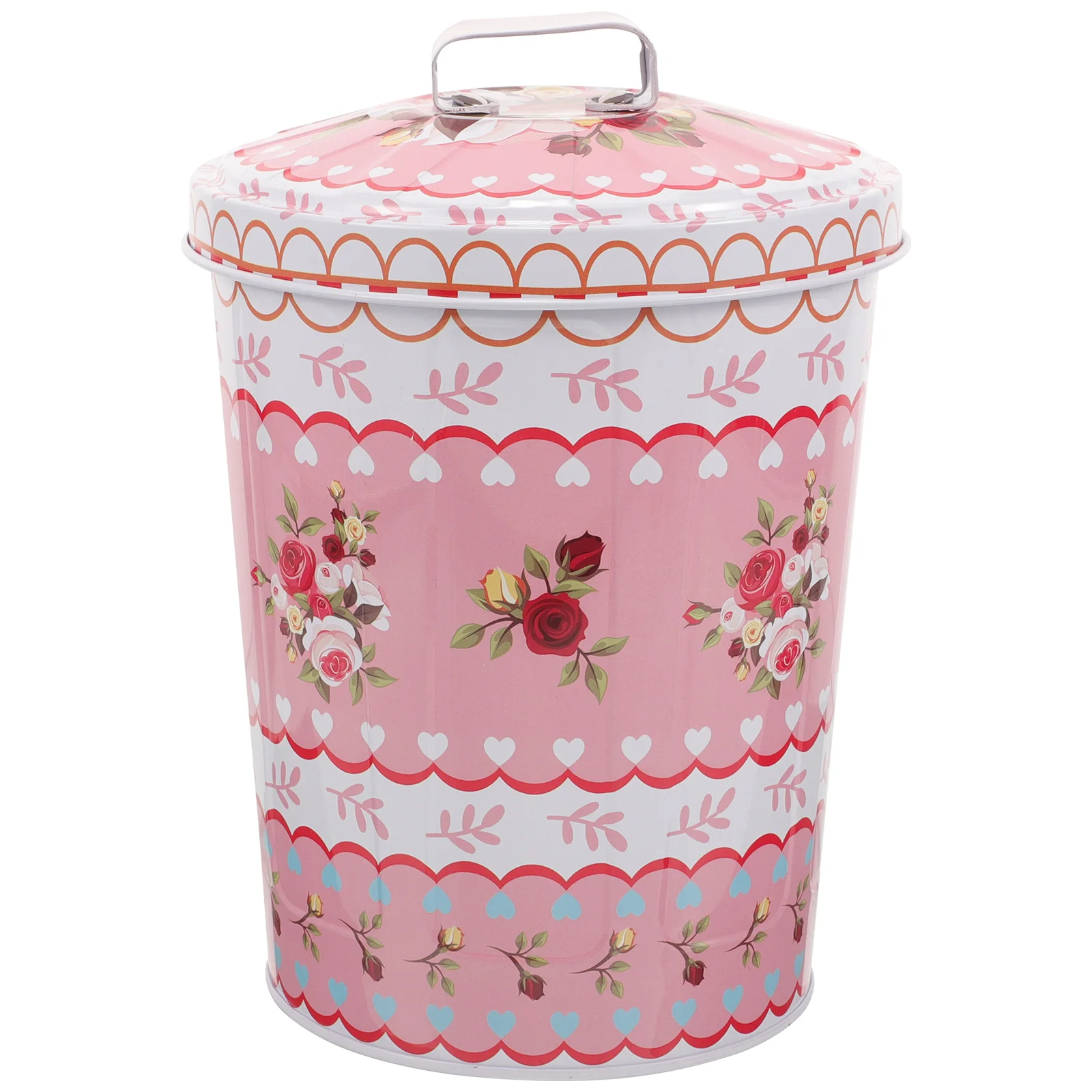 European Style Storage with Lid Metal Trash Bin Garbage Can Cookie Jar Flower Basket Mini For Desk Wrought Iron Desktop 
European Style Storage with Lid Metal Trash Bin Garbage Can Cookie Jar Flower Basket Mini For Desk Wrought Iron Desktop