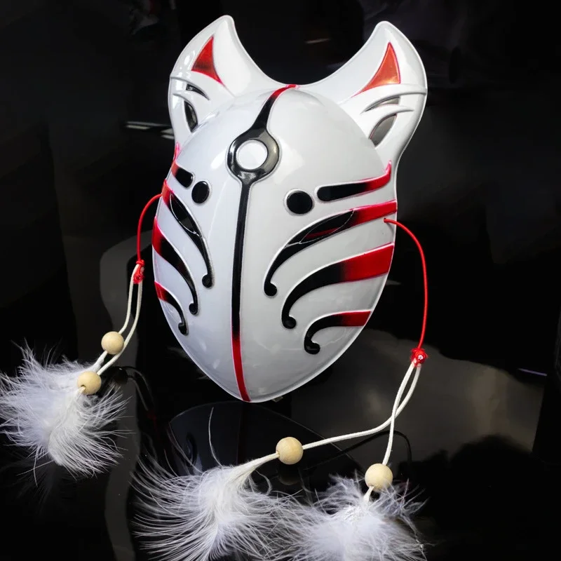 

Japanese Fox Masks Cat Face Mask PVC Japanese Style Wind Fox Anime Cosplay Costumes Rave Masquerade Cosplay Props for Adult