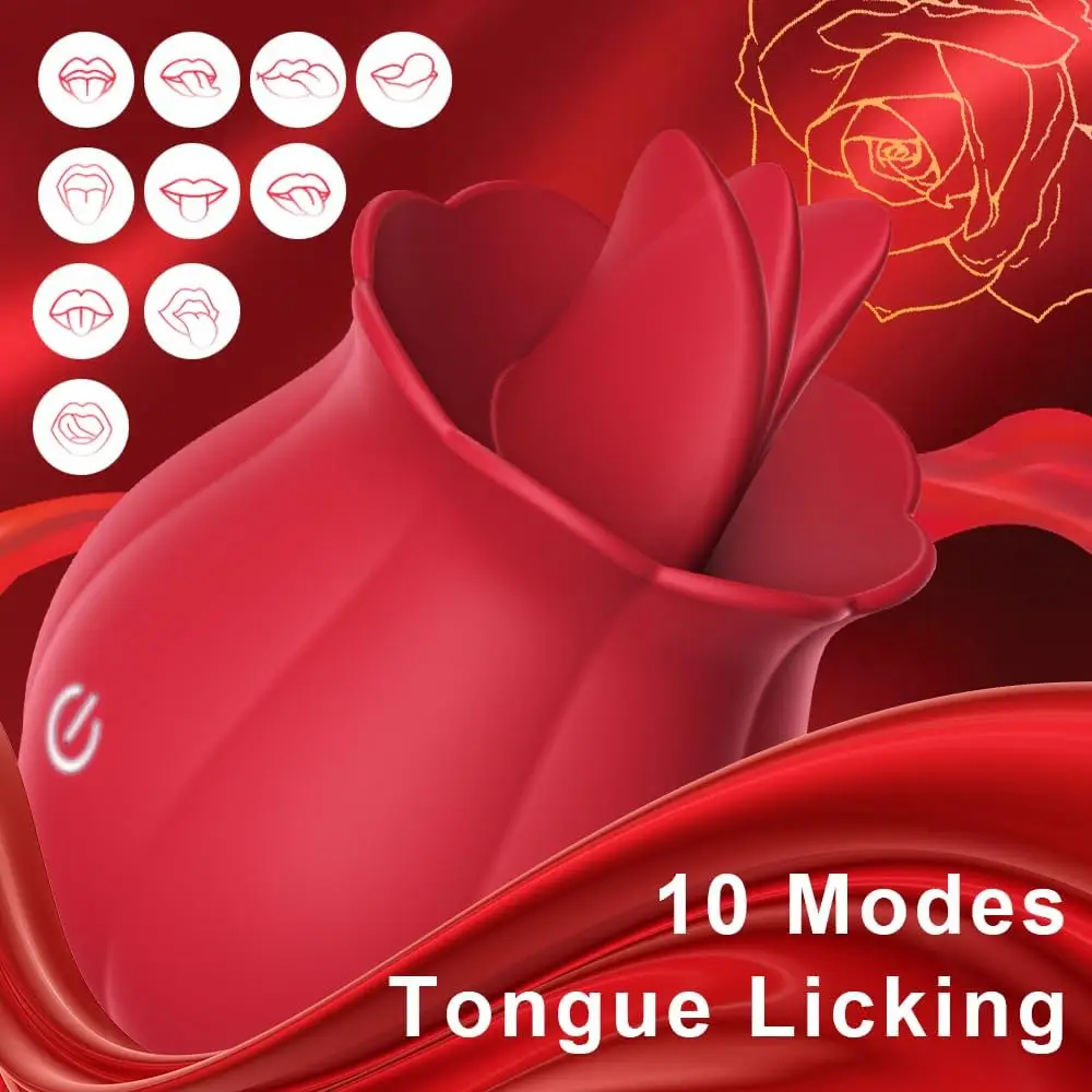 Rose-Vibromasseur Sex Toys pour femmes, 10 continents de léchage de langue, ventouse de clitoris anal et de point G, machine 7. 0 18, jouets pour adultes 2