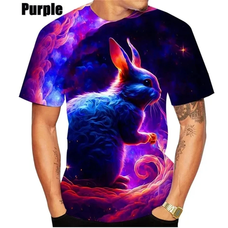 

Новое поступление, Повседневная футболка с милым кроликом и 3D принтом, индивидуальные модные топы унисекс в стиле хип-хоп с круглым вырезом и коротким рукавом, футболка с графическим рисунком