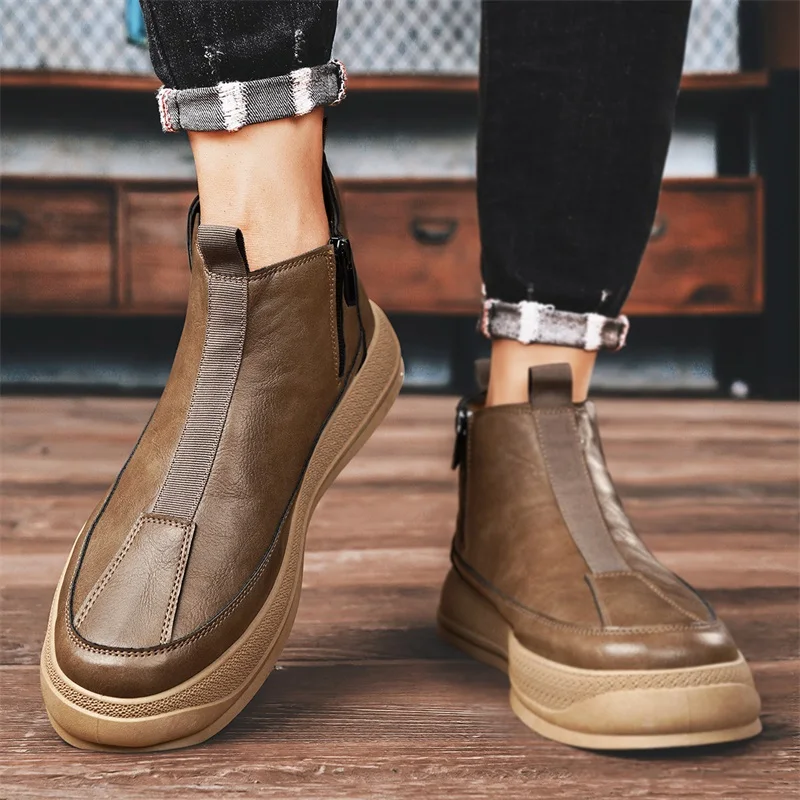 

Новые мужские кожаные ботинки челси на осень и зиму, водонепроницаемые ботильоны, нескользящая повседневная обувь для мужчин, удобная обувь для прогулки