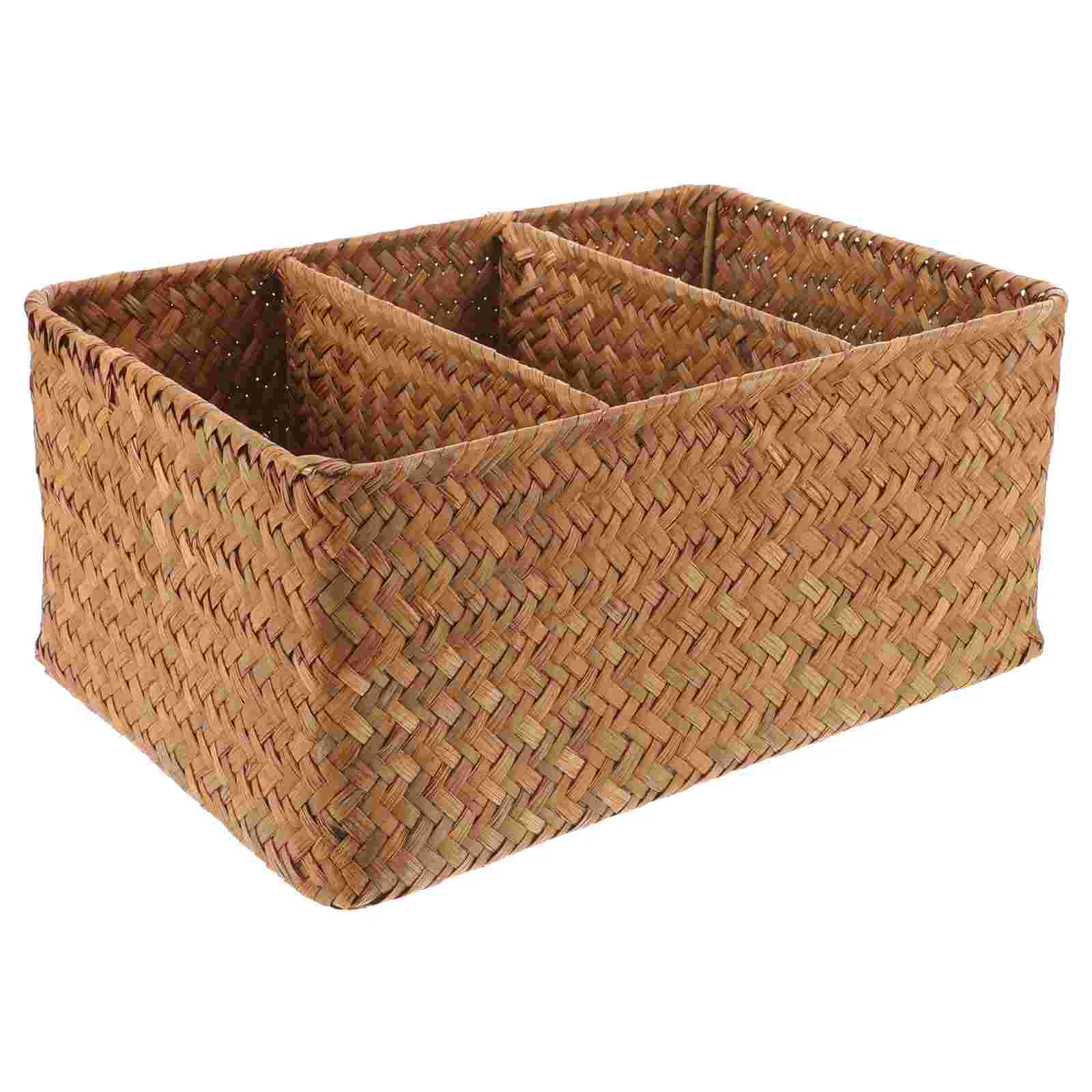 

Straw Desktop Storage Box Baskets for Shelves Bathroom Closet Organizer Divided Bins Organizers and Kitchen Counter