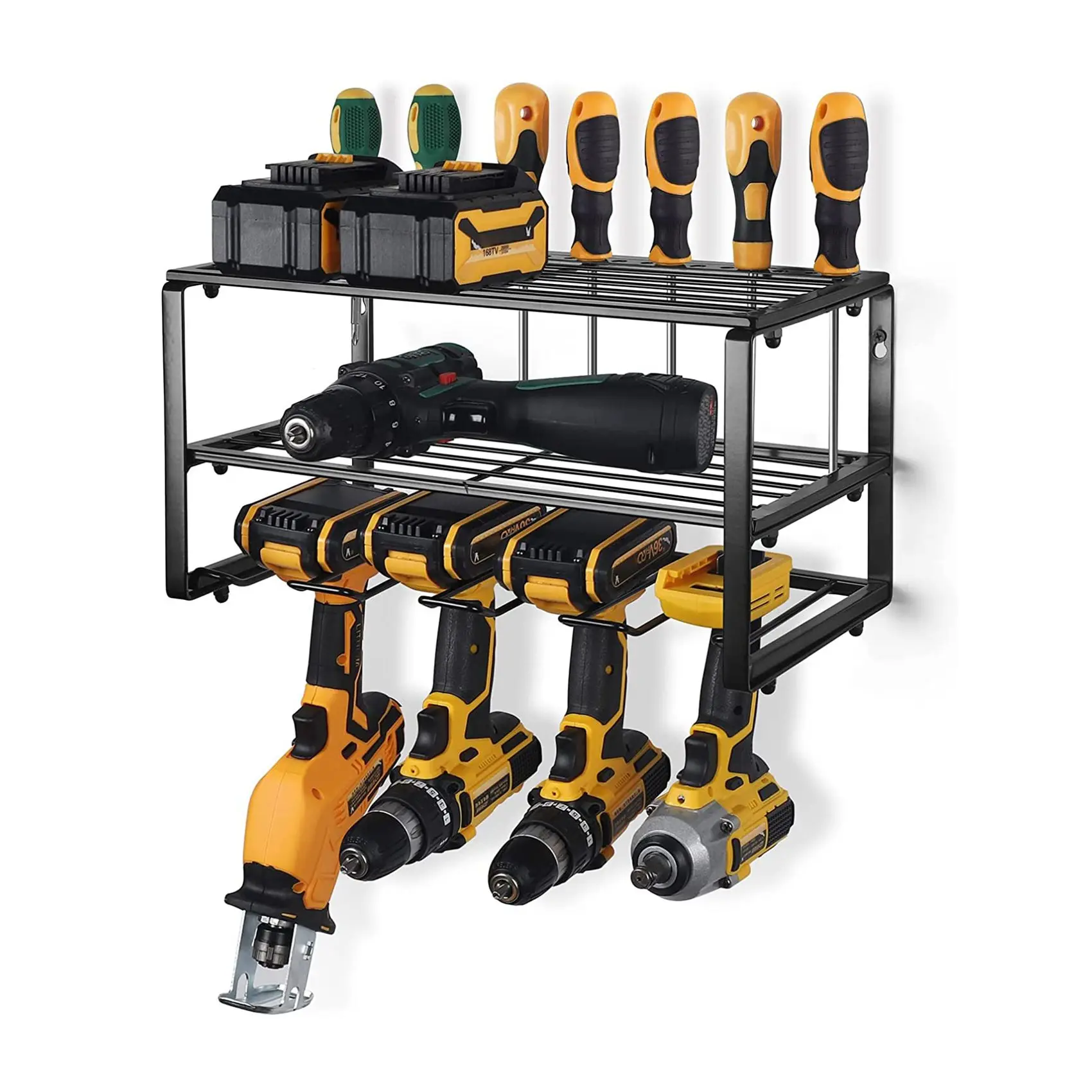 

Power Tools Organizer, Drill Storage Rack, Power Tool Rack for Garage, Holds 4 Drills for Workshop, Shed, Garage Tool