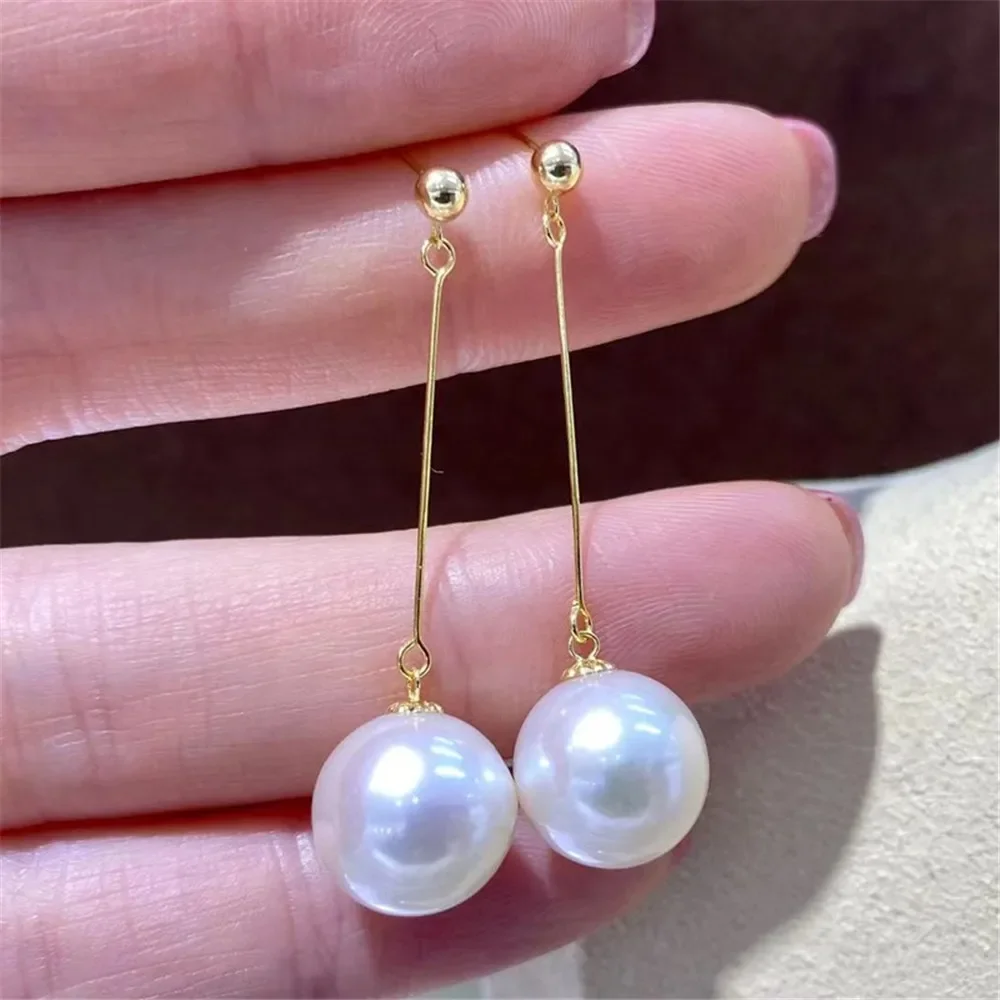

DIY Pearl Accessories G18K Gold Earring Empty Holder Fashionable Gold Earring Embellishment Holder for Women's 8-13mm Round G252