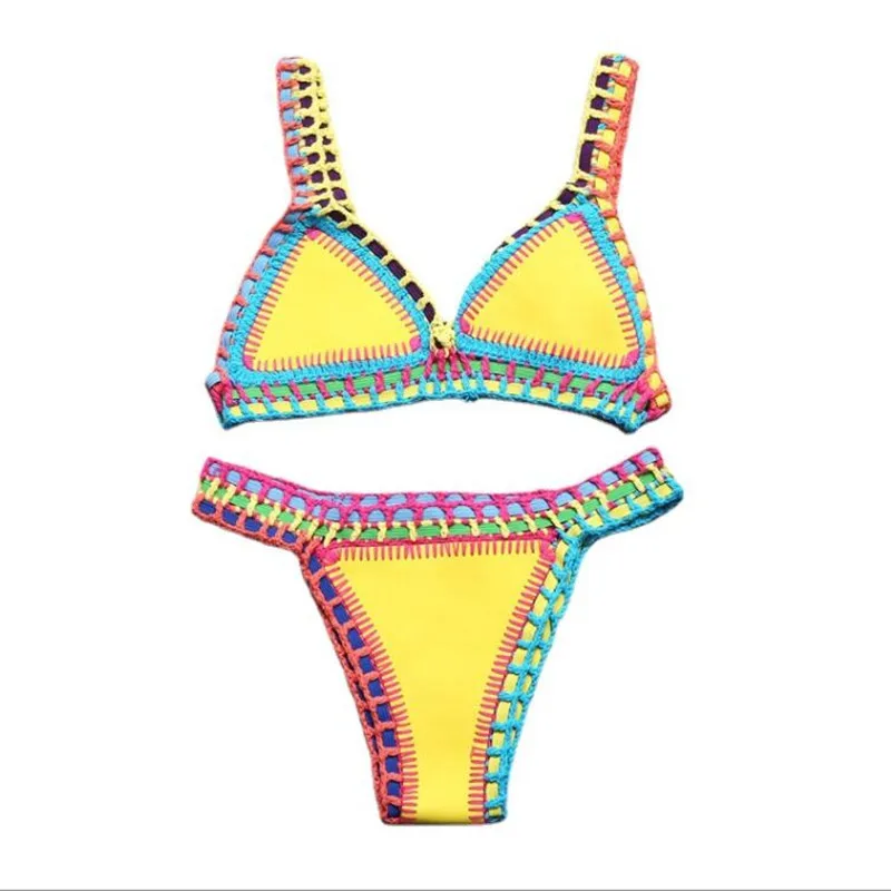 Bikini Sexy de neopreno para mujer traje de baño de dos piezas ropa