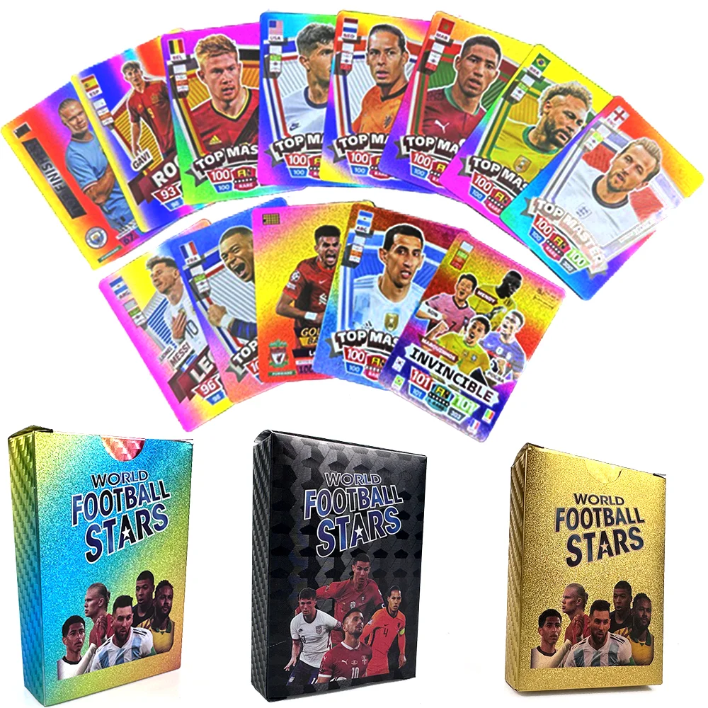 

Rare Football FIFA All-Star Collection Cards Colourful Gold Silver Black Football Star Ronaldo Messi Mbappe English Trading Card