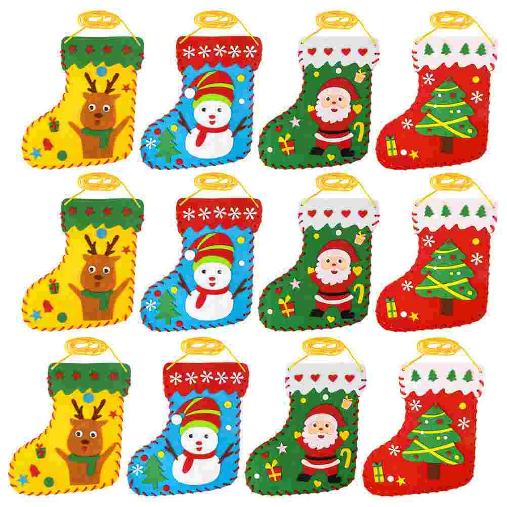 

Christmas Craft Diy Felt Stockings Ornaments Handmade Xmas Felt Stocking Sewing Kit Kids Santa Snowman Reindeer Tree Wall Door