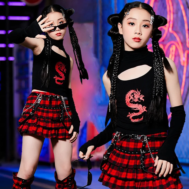 

Kids Stage Kpop Outfits Ballroom Dance Suits Girls Cheerleading Jazz Dance Costumes Children'S Hip Hop Clothing DWY10026