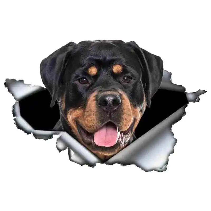 

13cm X 8cm Funny Rottweiler Car Sticker Torn Metal Decal Reflective Stickers Pet Dog Decals 3D Rott Car Styling Accessories
