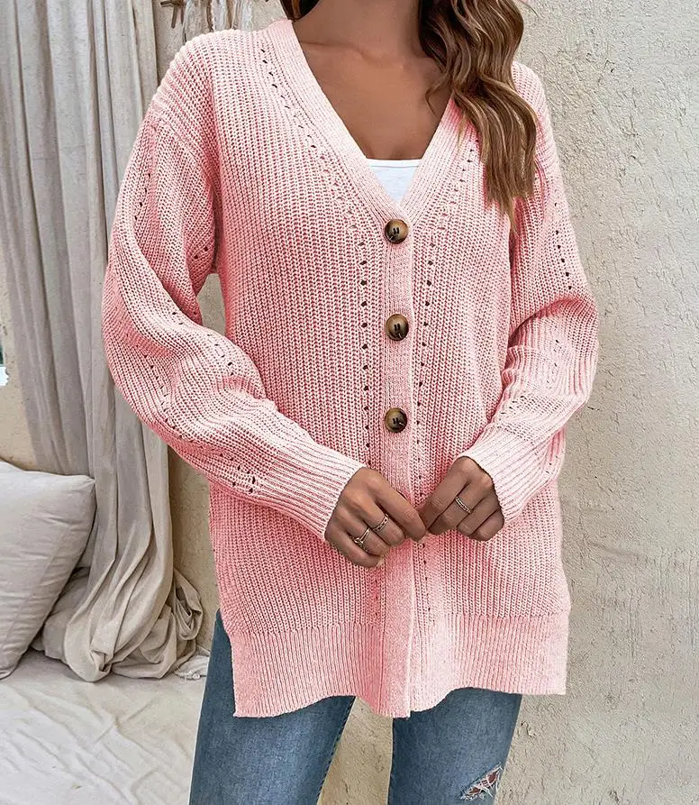 Hollow Out Cardigan Sweater Button Split Knit Sweater 2023 New Hot Selling Fashion Women's V-Neck Jacket
Hollow Out Cardigan Sweater Button Split Knit Sweater 2023 New Hot Selling Fashion Women's V-Neck Jacket