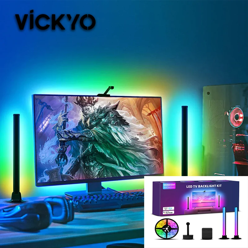 VICKYO RGB Smart LED Light Bar Tuya WiFi Screen Music Sync Alexa Google Control With Camera For Bedroom Decor Christmas Gifts
VICKYO RGB Smart LED Light Bar Tuya WiFi Screen Music Sync Alexa Google Control With Camera For Bedroom Decor Christmas Gifts