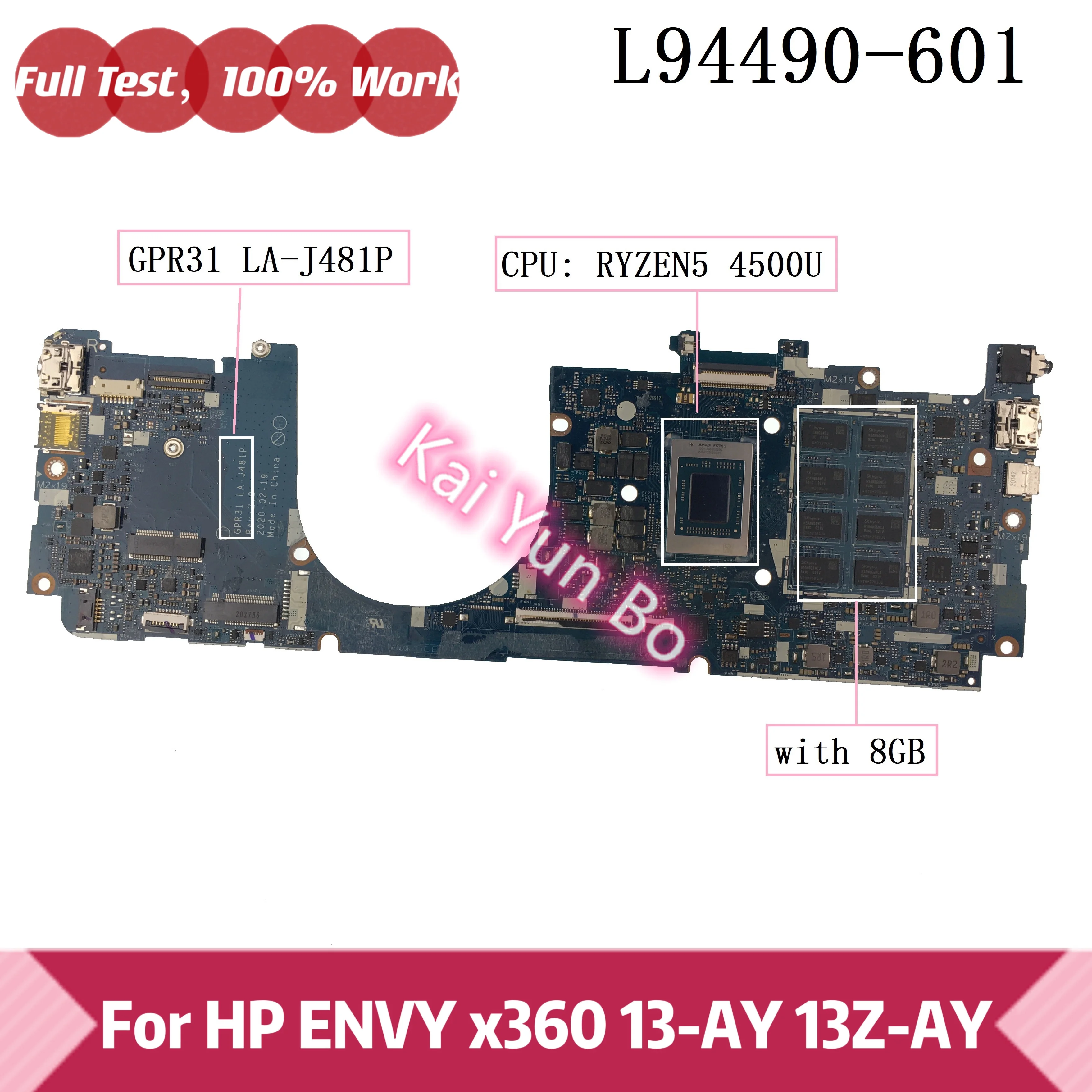 GPR31 LA-J481P For HP ENVY x360 13-ay 13Z-AY Laptop Motherboard L94490-601 L94490-001 with Ryzen5 4500U CPU RAM 8GB 100% OK
GPR31 LA-J481P For HP ENVY x360 13-ay 13Z-AY Laptop Motherboard L94490-601 L94490-001 with Ryzen5 4500U CPU RAM 8GB 100% OK