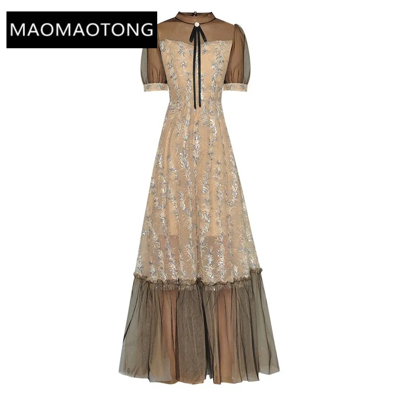 2023 Runway Luxury Brand High Quality Summer Mesh Dress Women O-Neck Short Sleeve Sequins Embroidery Vintage Long Dresses
2023 Runway Luxury Brand High Quality Summer Mesh Dress Women O-Neck Short Sleeve Sequins Embroidery Vintage Long Dresses
