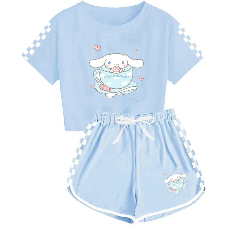 Sanrio Cartoon Shirts and Shorts Set Cinnamoroll Kuromi Soft Pajamas Short Sleeve Set Gym Suit Summer Sport Clothes Girls Gift
Sanrio Cartoon Shirts and Shorts Set Cinnamoroll Kuromi Soft Pajamas Short Sleeve Set Gym Suit Summer Sport Clothes Girls Gift