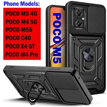 Slide Camera Lens Protect Funda for POCO M5 Case for Xiaomi POCO F5 X5 M5S C40 X3 NFC M3 M4 Pro 4G F3 F4 GT 5G Armor Case Cover