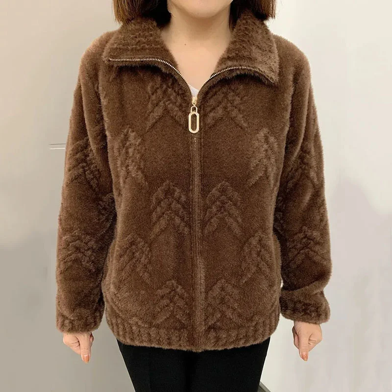 2023New Imitation mink Velvet Woolen Jacket Women New Korean High quality Mid Aged Mother Autumn Winter Warm Cardigan Coat Lady
2023New Imitation mink Velvet Woolen Jacket Women New Korean High quality Mid Aged Mother Autumn Winter Warm Cardigan Coat Lady