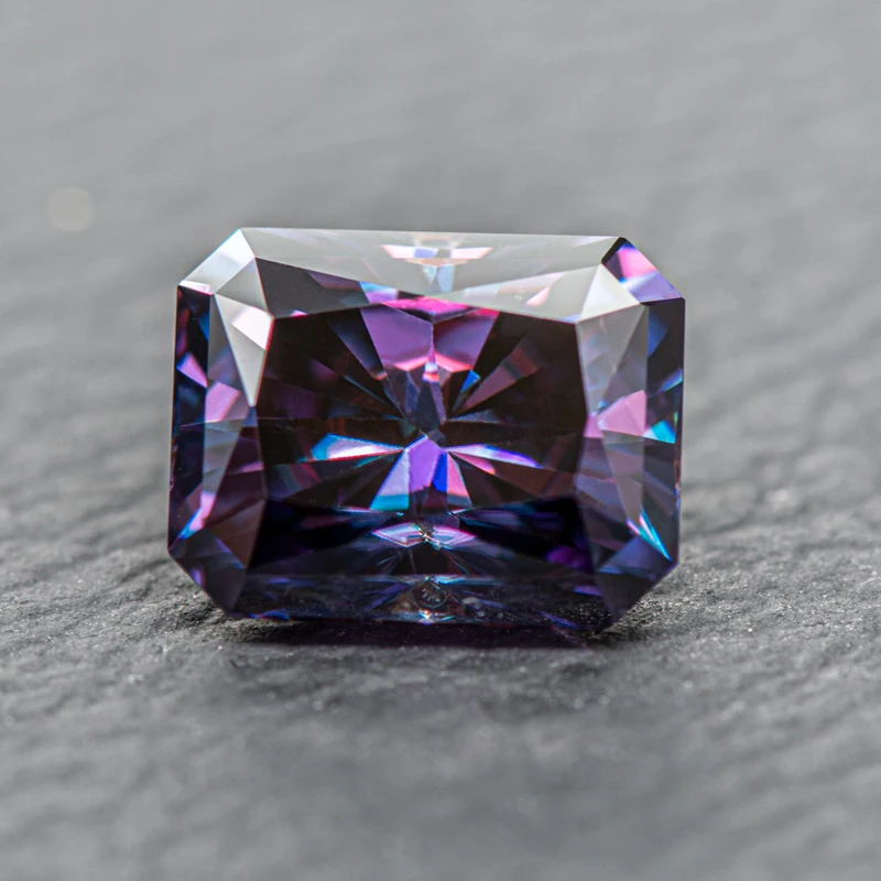 

Moissanite Gemstone Radiant Cut Imperial Purple Color Lab Grown Diamond for Diy Charms Jewelry Making with GRA Certificate