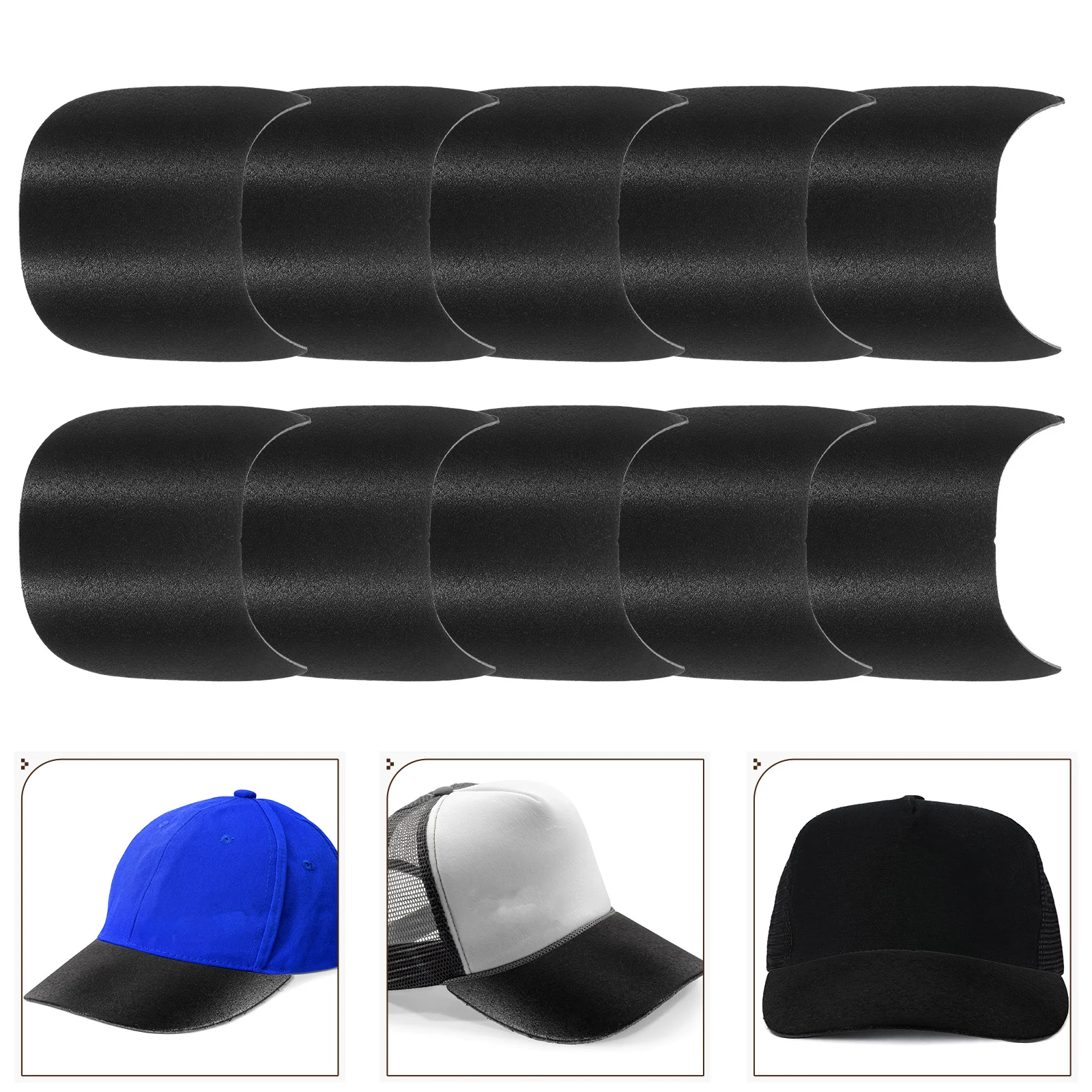 

10 Pcs Visor Brim Hat Cap Shaper Inserts Plastic Golf Baseball Accessories