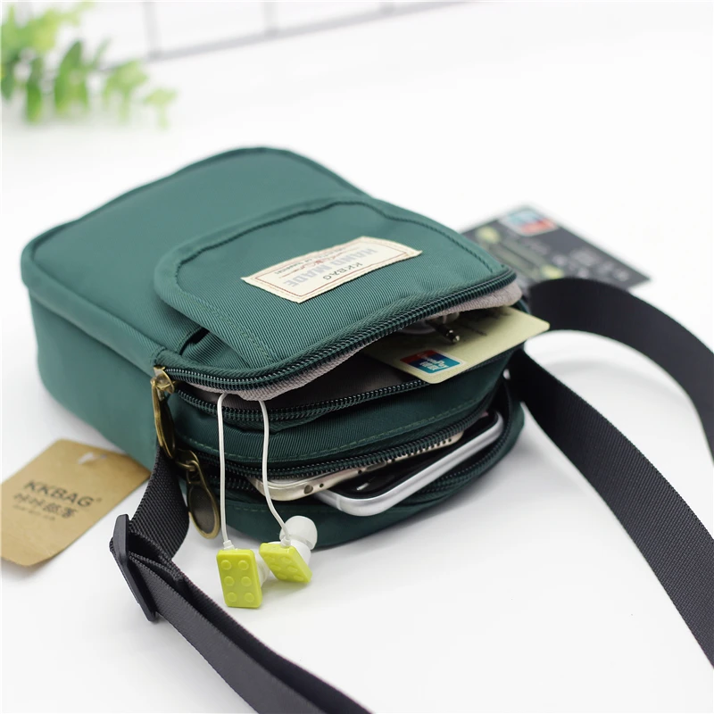 Simple men's crossbody bag in solid color multi-layer zipper nylon single shoulder mobile phone bag daily wallet replacement Simple men's crossbody bag in solid color multi-layer zipper nylon single shoulder mobile phone bag daily wallet replacement