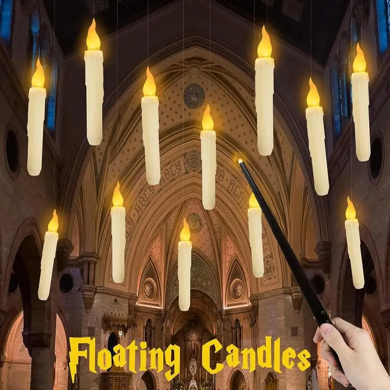 

12Pcs Flameless Floating LED Candles Light With Magic Wand Remote Halloween Decoration Halloween Wedding Party Decor