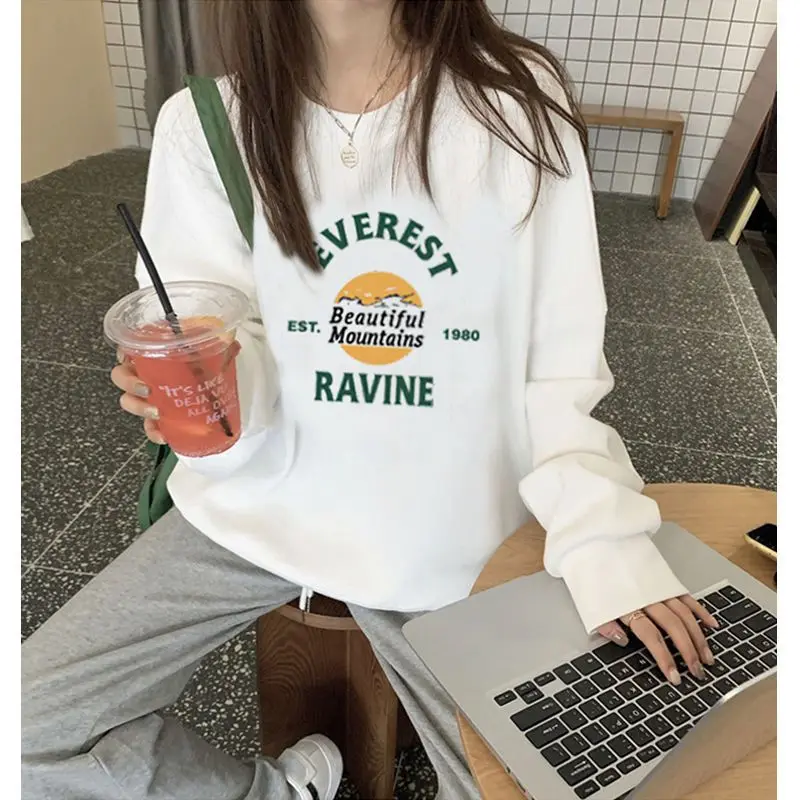 Korean White New Crew Baggy Sweatshirt Women Fleece Thicken Fashion Letter Printing Street Lazy Wind Long Sleeves Pullover Top
Korean White New Crew Baggy Sweatshirt Women Fleece Thicken Fashion Letter Printing Street Lazy Wind Long Sleeves Pullover Top