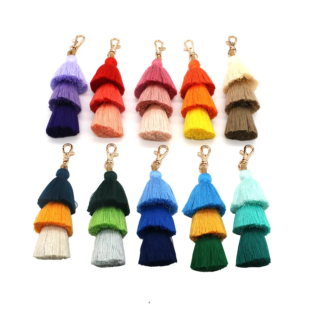 Triple Layer Cotton Tassel Keychain - Macrame Bag Charm 5 Sb8b01147a0014a5992dc2ba61d4bbc97T